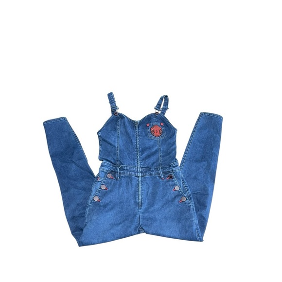 True Religion Women's X Manchester United Skinny Stretch Denim Overall Jumpsuit - Picture 6 of 15